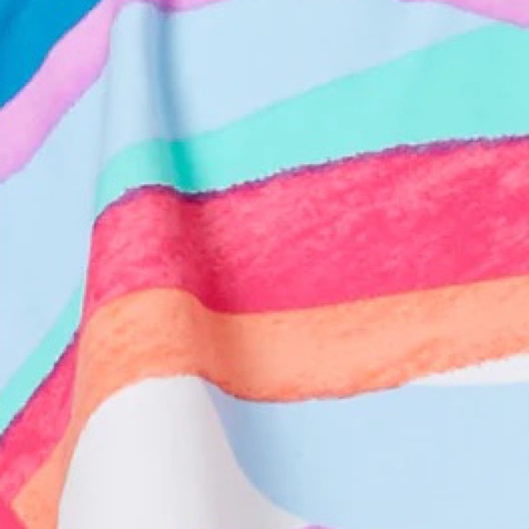 Hula Honey Flying Colors Printed Flounce Cross-back Bralette Bikini Top - Picture 2 of 7